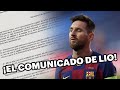 ¿Qué dice el comunicado que envió Lionel Messi en Barcelona? 😱🚨