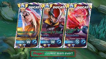 ALL DUCATI SKIN IN ONE TEAM FT. LEOMORD NEW DUCATI SKIN "DIAVEL V4 RIDER" (coolest team ever) - MLBB