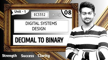 Van decimaal naar binair in het Tamil | Digitaal systeemontwerp in het Tamil | Eenheid 1 EC3352-c...