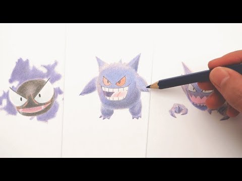 一発描き ポケモンgoのゴース ゴースト ゲンガーを描いてみた Youtube