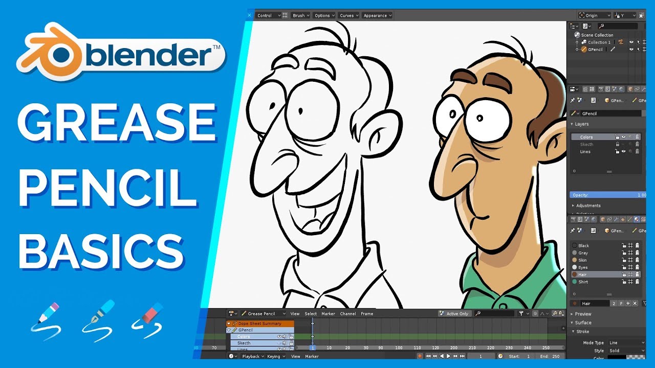 Learn Grease Pencil in Blender 2.8 Alpha - YouTube