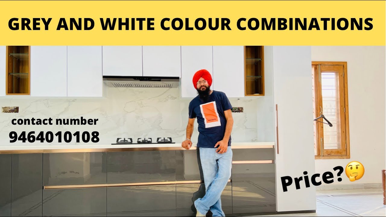 grey and white kitchen cabinets | grey kitchen tour | modular kitchen in grey and white colour |