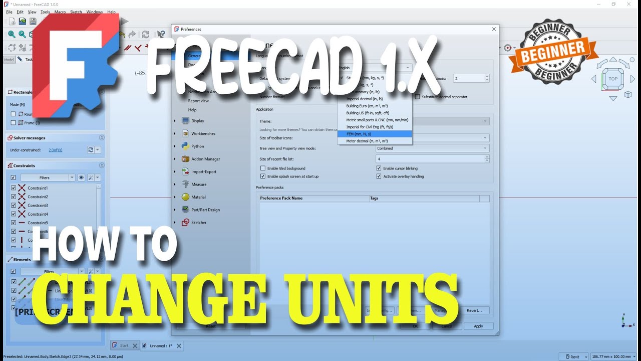 FreeCAD 1.x How To Change Units