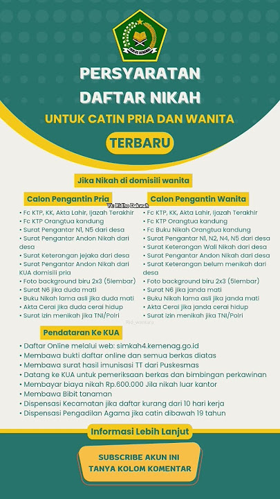 Persyaratan Daftar Nikah Terbaru 2025 #syaratnikah #nikah #persyaratannikah #persyaratannikahterbaru