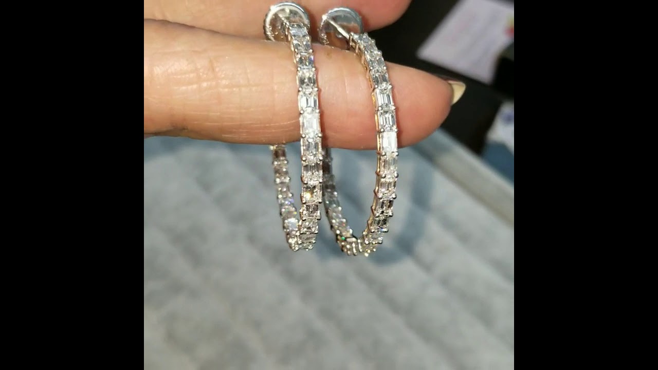 emerald cut diamond earrings