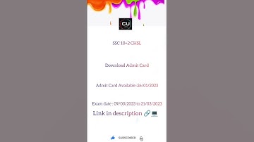 SSC CHSL(10+2) Exam Tier I Application Status  Admit Card 2023 #chsl #ssc #trending #youtubeshorts