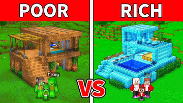 JJ and Mikey: POOR vs RICH Family Modern House Battle in Minecraft - Maizen