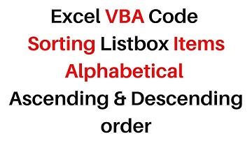 Excel VBA Code Sort Listbox Ascending Descending Order