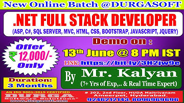 .NET FULL STACK DEVELOPER Online Training @ DURGASOFT