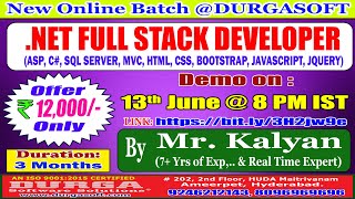 .NET FULL STACK DEVELOPER Online Training @ DURGASOFT screenshot 1