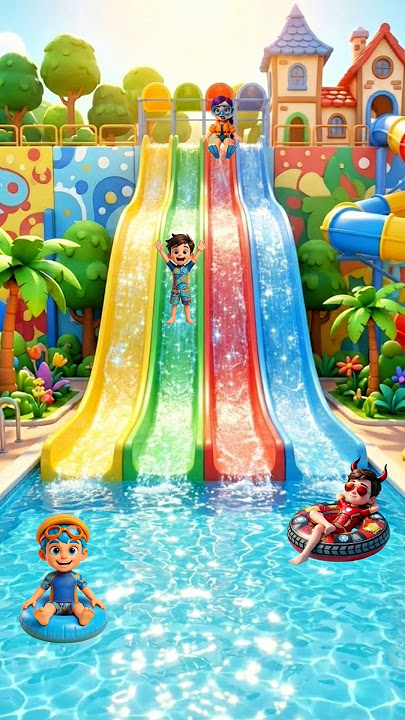 Jinu and her friends are playing on the water slide. Are you brave enough? #shorts #jinu #rumi