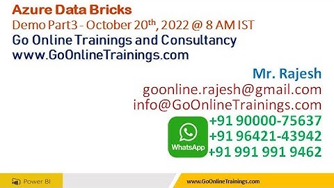 03 Azure Data Bricks Demo Part-03 | Bhaskar Jogi | Go Online Trainings | 90000 75637