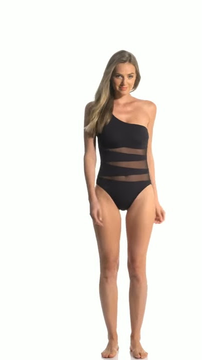 Kenneth Cole Sexy Solid One Shoulder One Piece Swimsuit | SwimOutlet.com