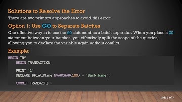 Fixing the SQL Error: The variable name has already been declared