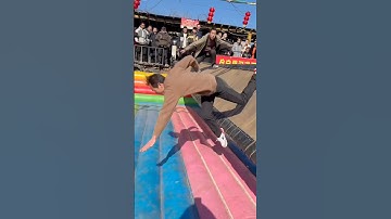 Thrilling Adventure: Man Spin Jump on a Swinging Bridge! #shorts #short #trandingshorts #fun