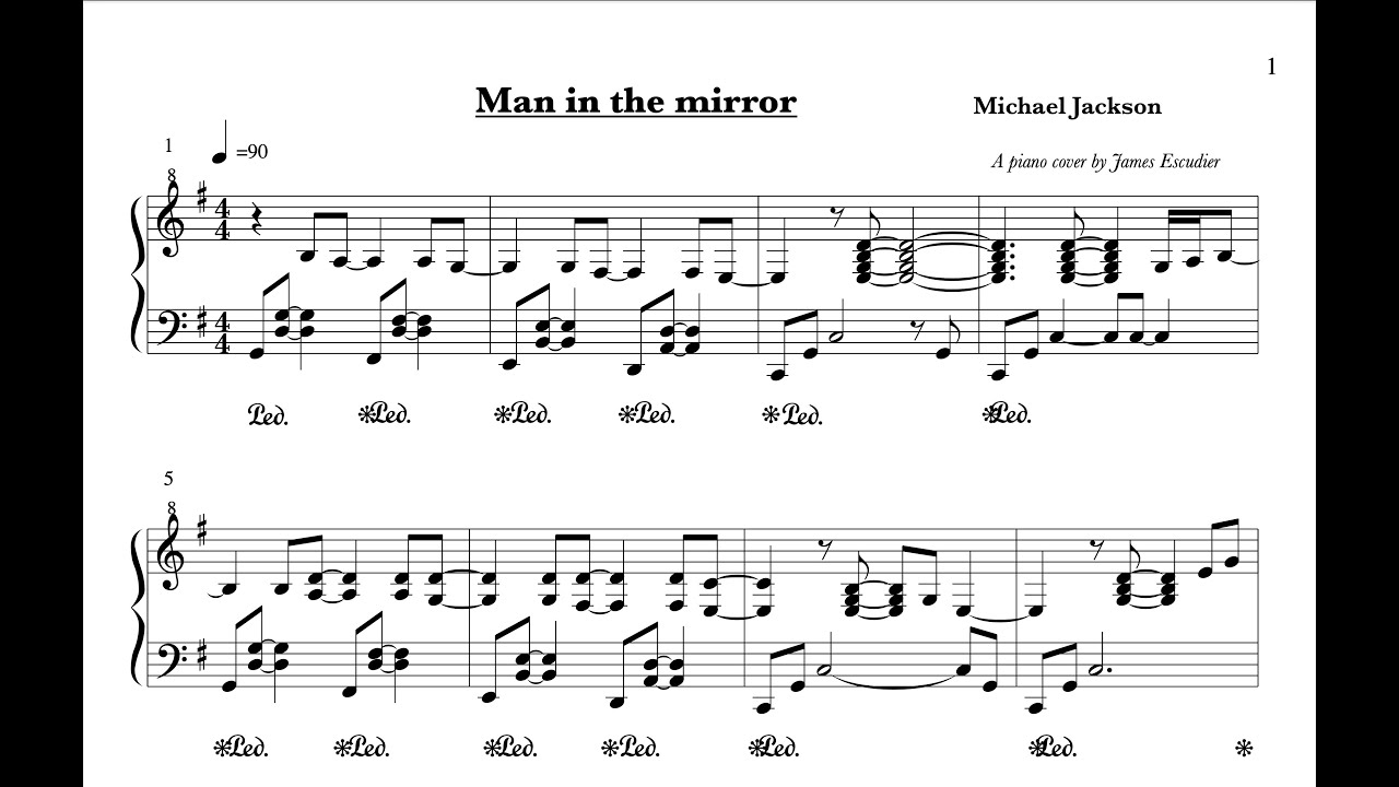 Man in the mirror Piano solo cover by James Escudier YouTube