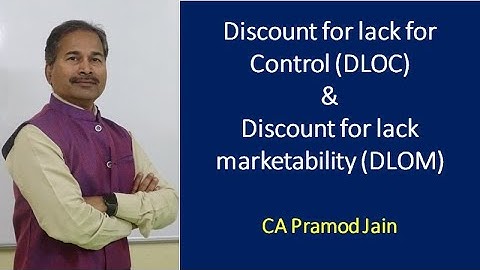 Discount for lack for Control (DLOC) & Discount for lack marketability (DLOM) I CA Pramod Jain