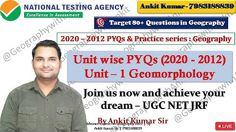 Unit wise PYQs | Unit 1 - Geomorphology PYQs | Part 3 | UGC NET JRF 2022 | Paid class By Ankit Sir