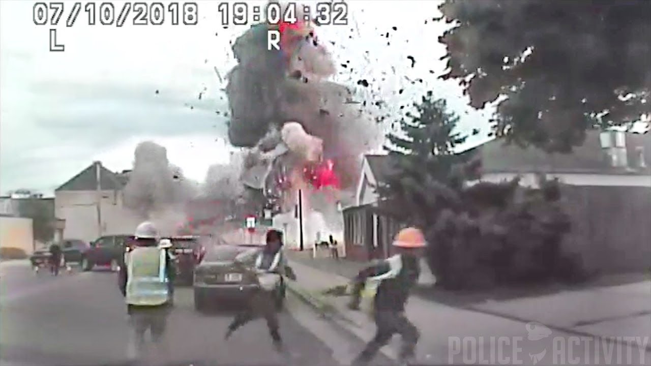 ⁣Police Dashcam Captures Massive Gas Explosion in Wisconsin