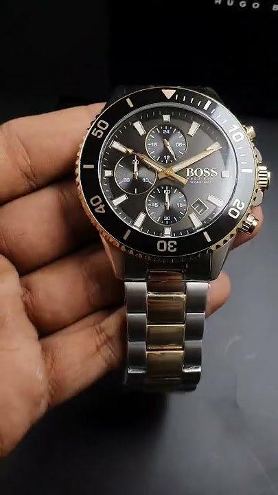 Hugo Boss Menβs Quartz Two-Tone Stainless Steel Black Dial 45mm Watch 1513908
