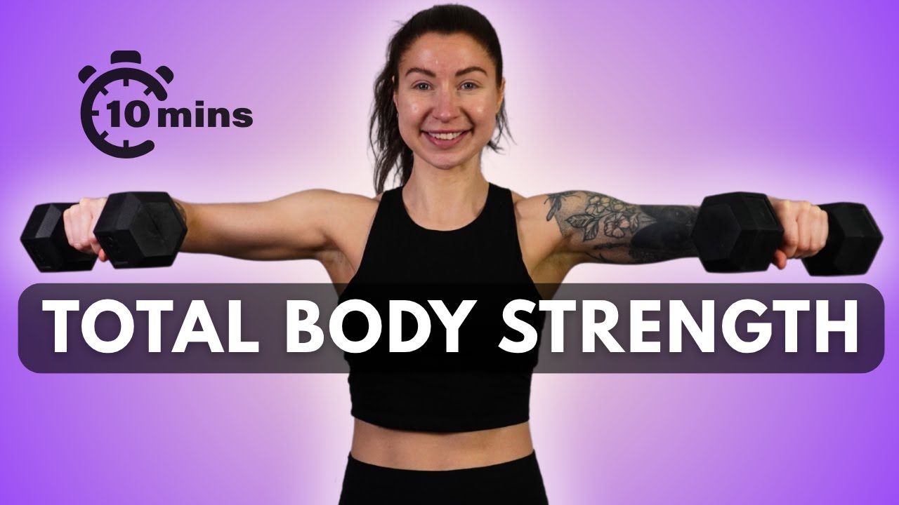 10 Min Dumbbell Workout | All Standing, No Jumps, Total Body Strength ...