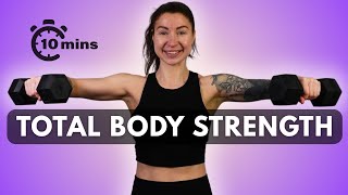 10 Min Dumbbell Workout | All Standing, No Jumps, Total Body Strength