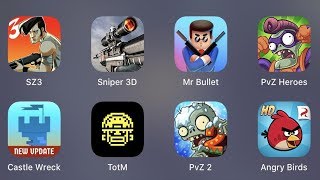 Stupid Zombies 3,Sniper 3D,Mr Bullet,PVZ Heroes,Castle Wreck,TotM,PVZ 2,Angry Birds screenshot 1