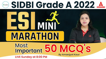 ESI Most Important 50 MCQs with Detail Explanation | SIDBI Grade A Preparation | By Amanjyot Kaur