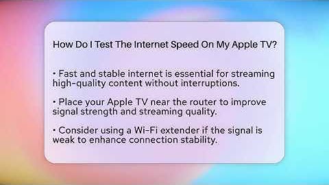 How Do I Test The Internet Speed On My Apple TV? - NextGen Viewing and Audio