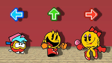 FNF Character Test | Gameplay VS Minecraft Animation | Ms. Pac-Man & PacMan (Arcade World) (FNF mod)