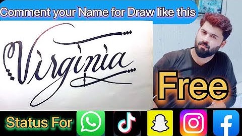 Virginia Name Signature Calligraphy Status | How to Cursive write with cut Marker #virginia