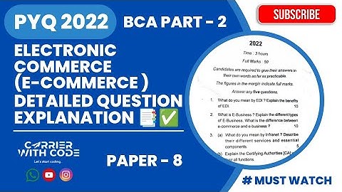 E - COMMERCE PYQ 2022 DETAILED QUESTION EXPLANATION 📑✅ (Important Video For University Exam 📌)