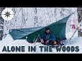 Solo Winter Camping Under a Tarp in a Snowstorm - Algonquin Park