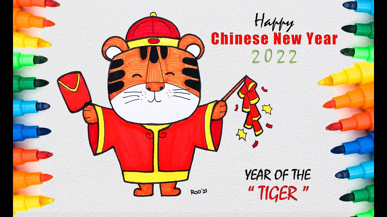 Year of TIGER 2022 - Chinese New Year Drawing poster (Easy for ...