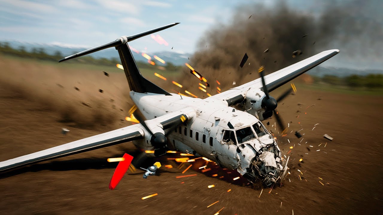 EMERGENCY LANDING WITH BROKEN LANDING GEAR 20 - Airplane Crash in BRICK ...