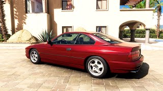 Forza Horizon 5 . BMW 850CSI 1995 . Car Show Speed Jump Crash Test Drive .