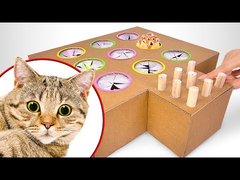 Как сделать кошачью игру «Поймай крота» из картона
