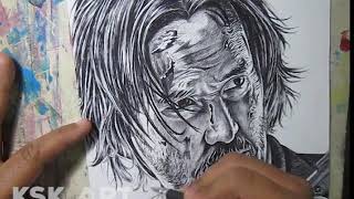 John Wick Pen Sketch | Keanu Reeves Drawing | KSK Art