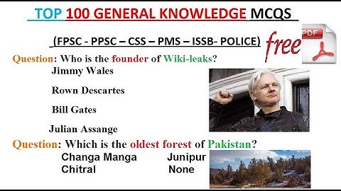 TOP 100 Most Repeated Important General Knowledge GK MCQs for FPSC  PPSC ISSB CSS PMS ETEA POLICE