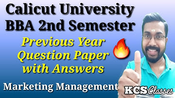 Calicut University BBA 2nd Semester|Previous Year Question Paper With Answers|Marketing Management