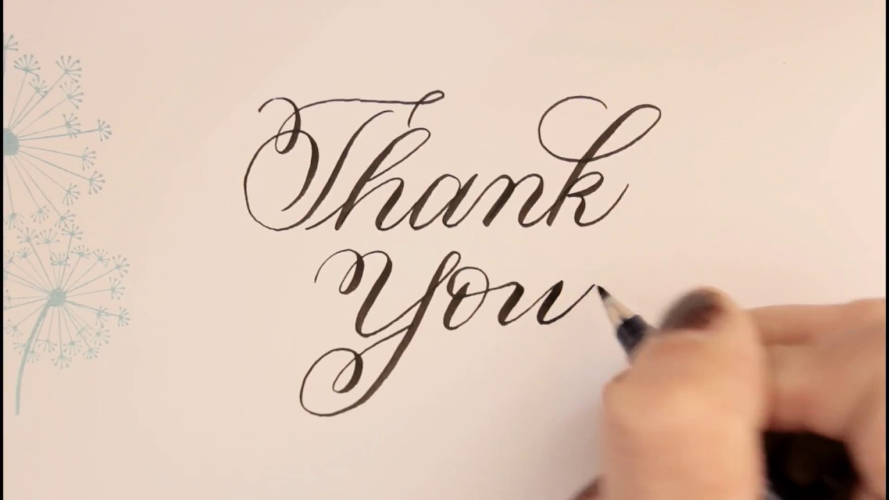 calligraphy fancy letters - how to write Thank you - for beginners