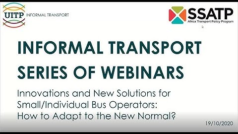 UITP & SSATP Webinar 3: Innovations& New Solutions for Small/Individual Bus Operators