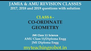 JMI | AMU 11Science| Diploma Engg| Coordinate Geometry| Revision| Imp MCQ| 2017, 2018,2019 questions