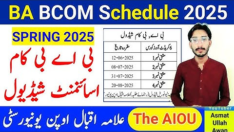 AIOU BA BCOM Spring 2025 Assignment Schedule Announced | Assignment Schedule 2025 | The AIOU
