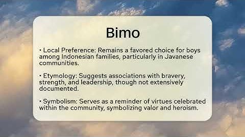 Bimo - Baby Boy Name Meaning, Origin & Popularity - RandomNames.com