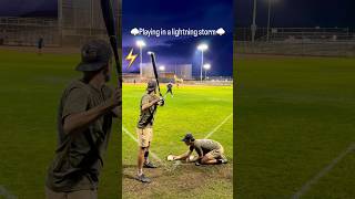 LARPing as a lightning rod . #baseball #overtheline #cricket #sports #game #storm #weather