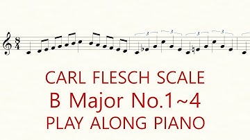 Violin Scale Carl Flesch B Major No.1~4 Scale System 1 Octave Each String Play Along Piano
