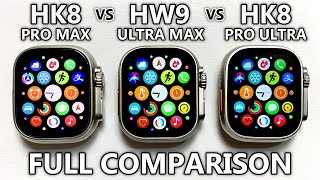 HK8 Pro Max vs HW9 Ultra Max vs HK8 Pro Full Comparison! Apple Watch Ultra Top 1 Copy 2023 - ASMR