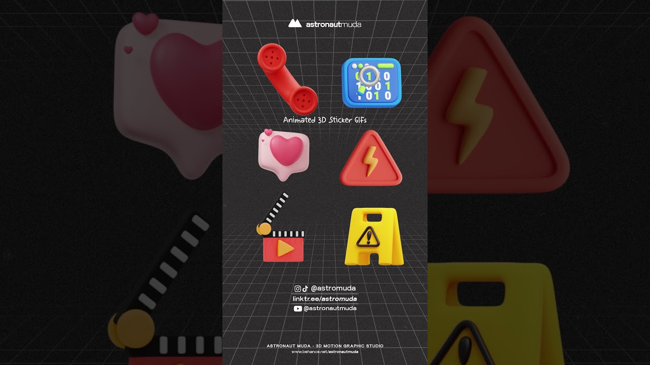 Animated 3D Sticker GIFs