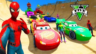 GTA V Mega Ramp On Super Cars, Bikes, Jets and Boats with Trevor and Friends Stunt Map Challenge #21